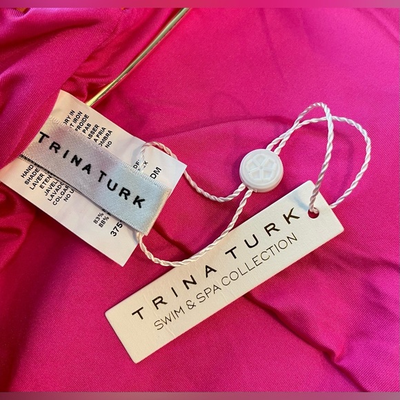 Trina Turk | Fan Faire Ruffle Plunge One Piece Swimsuit | Size 8 - Picture 5 of 6